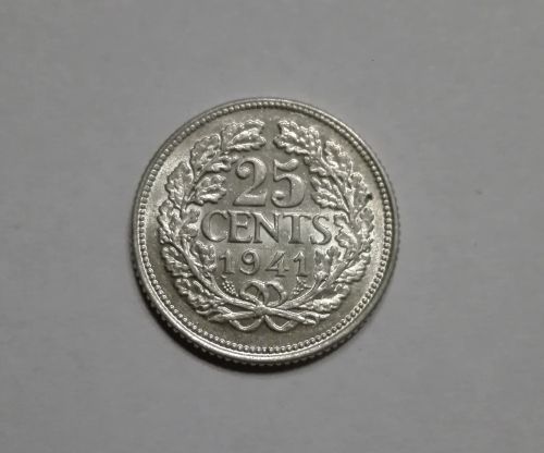 zilveren 25 cent Wilhelmina