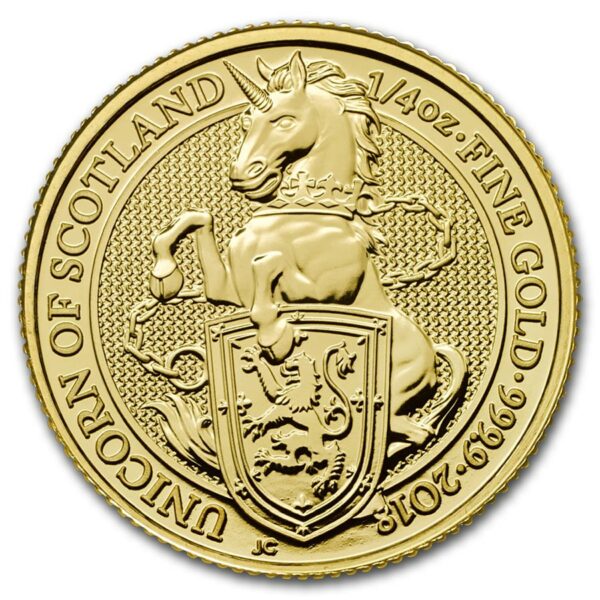 Gouden Queens Beast Unicorn 1/4 oz 2018