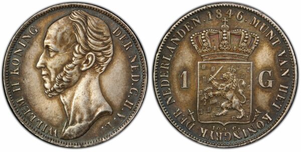 1 gulden 1846 zwaard PCGS MS63 patina