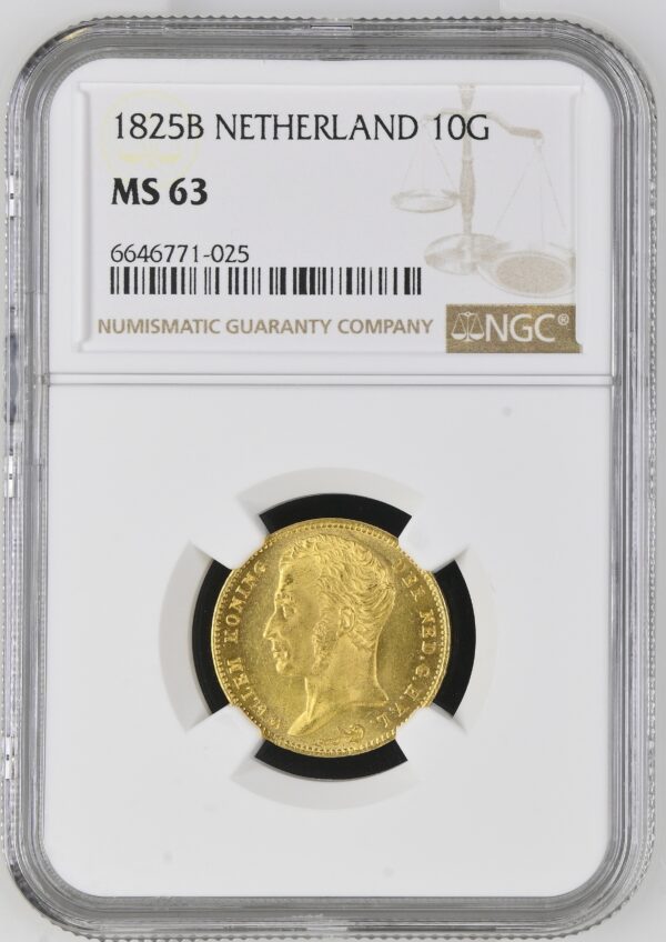 10 gulden 1825 Brussel MS63 NGC