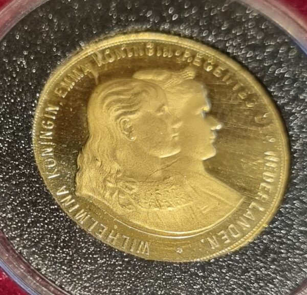 Gouden Penning (1890) Koningin Wilhelmina en Emma