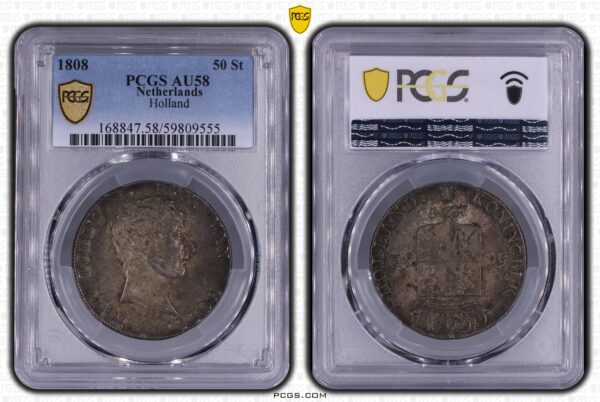 50 stuiver 1808 Lodewijk Napoleon AU58 PCGS