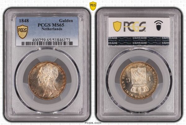 1 gulden 1848 MS65 PCGS Top Stuk
