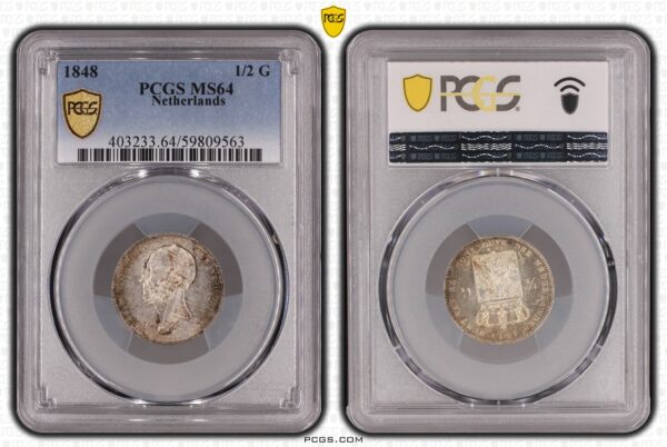 halve gulden 1848 MS64 PCGS