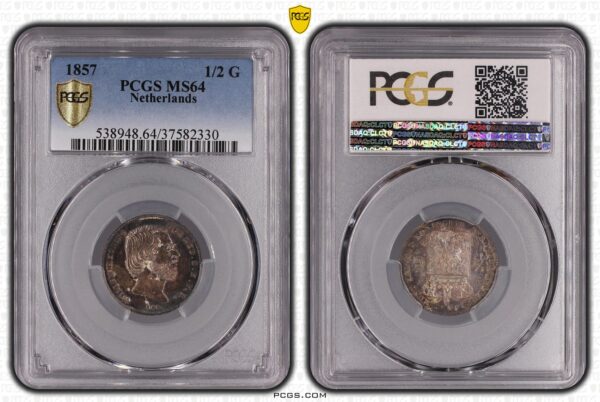 halve gulden 1857 MS64 PCGS Top Pop